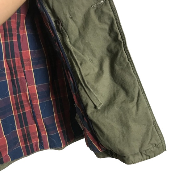 Hollister Army Green Removable Fur Trim Button Up Utility Jacket Coat Women Sz L - Picture 6 of 16